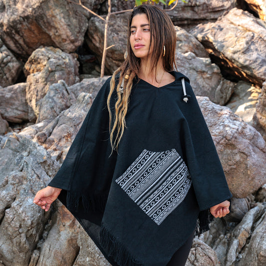 Poncho hippie per uomo e donna Padre con tasca colorata