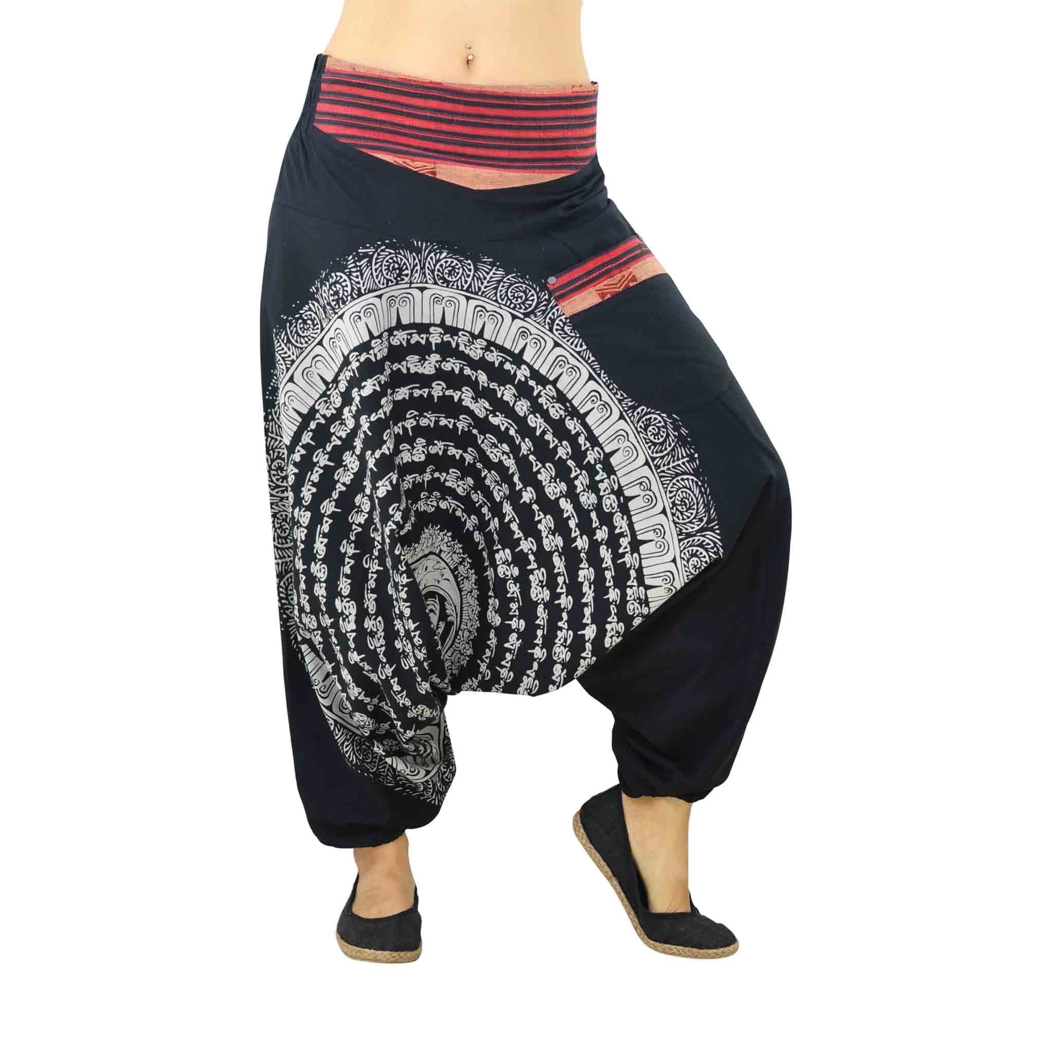 KJDWJKJRF Goa Pantaloni da uomo hippie, larghi, in tinta unita, per la