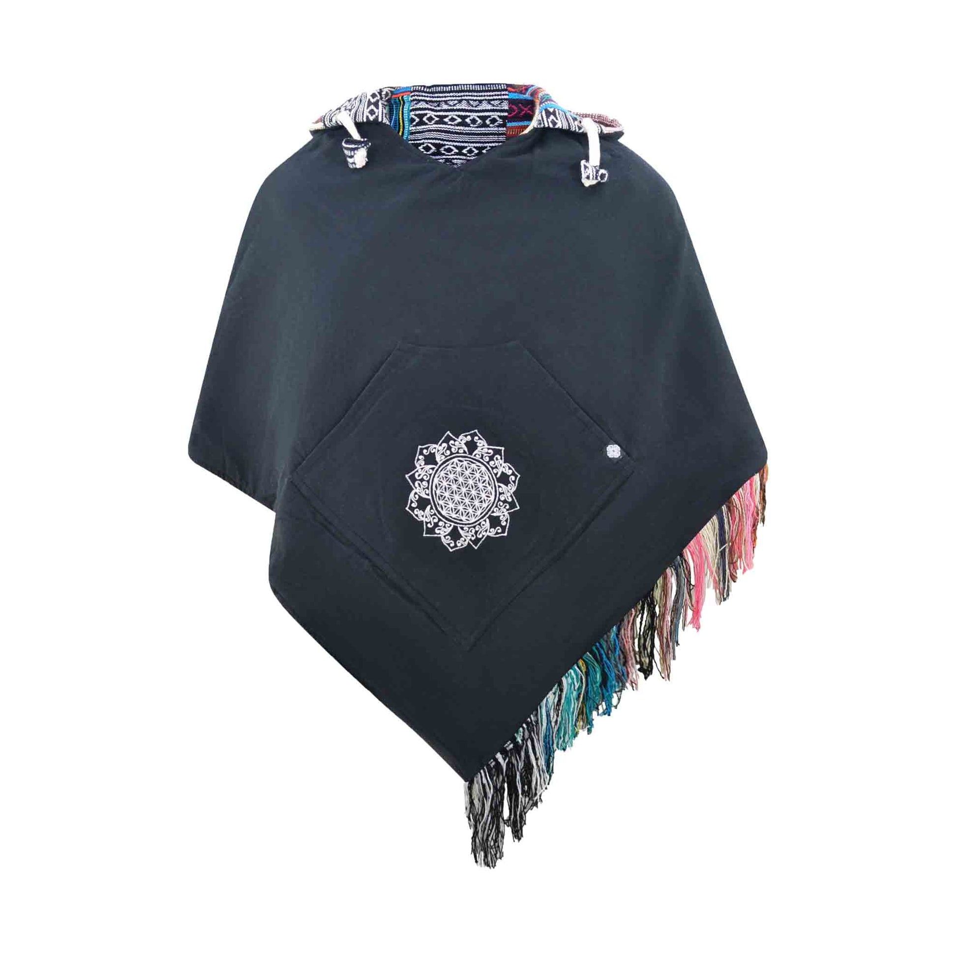 Hippie Style Poncho Damen Relaxed Patchwork